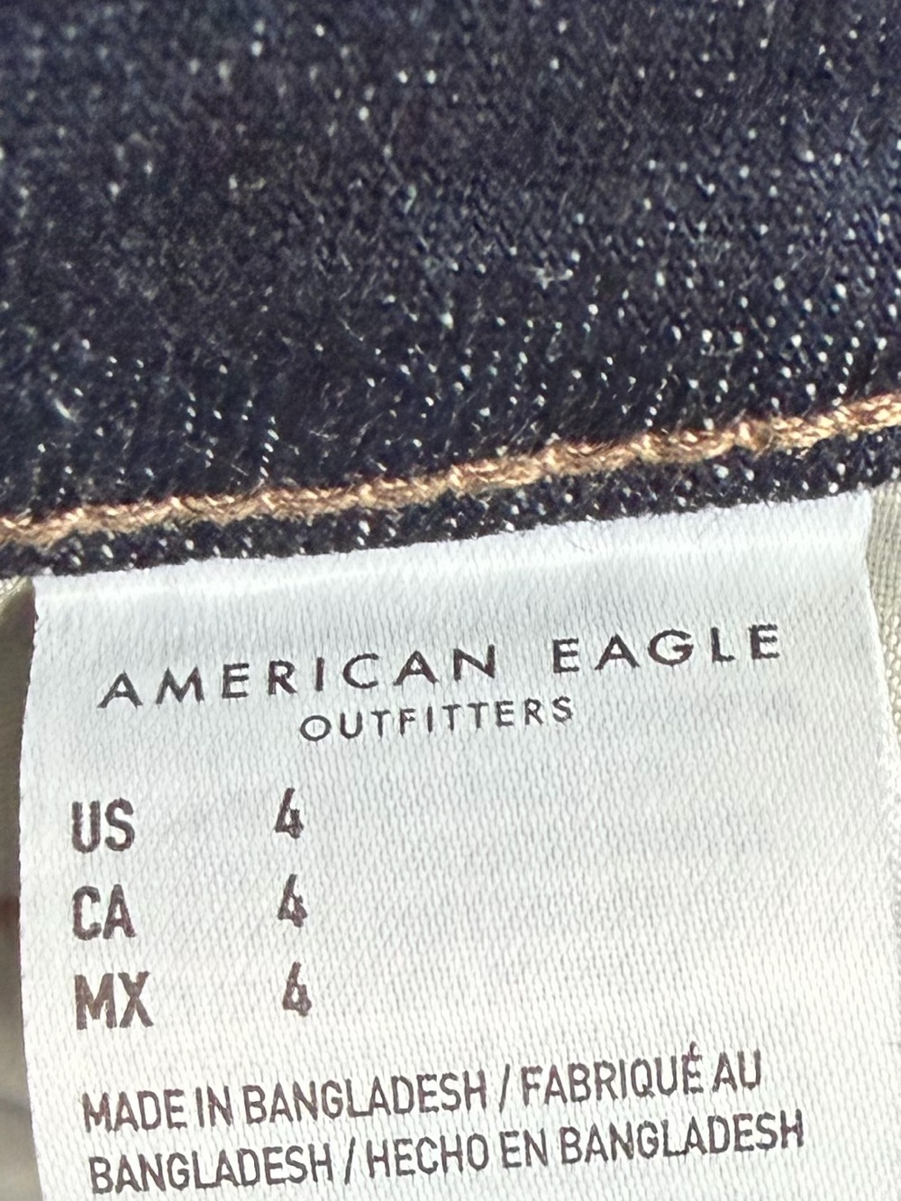 America Eagle Hi-Rise Shortie Denim Shorts Dark Wash Hem Stretch Size 4 Y2K - Picture 7 of 7